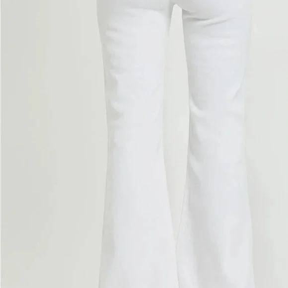 White Flare Wide Leg Jeans High-Rise - Picture 2 of 7